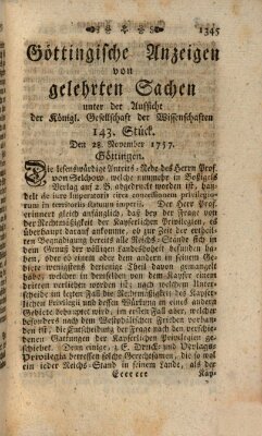 Göttingische Anzeigen von gelehrten Sachen (Göttingische Zeitungen von gelehrten Sachen) Montag 28. November 1757