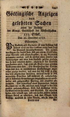 Göttingische Anzeigen von gelehrten Sachen (Göttingische Zeitungen von gelehrten Sachen) Donnerstag 22. Dezember 1757