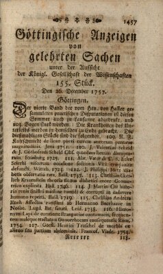 Göttingische Anzeigen von gelehrten Sachen (Göttingische Zeitungen von gelehrten Sachen) Montag 26. Dezember 1757