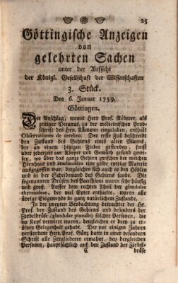 Göttingische Anzeigen von gelehrten Sachen (Göttingische Zeitungen von gelehrten Sachen) Samstag 6. Januar 1759