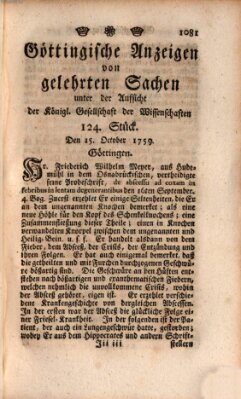 Göttingische Anzeigen von gelehrten Sachen (Göttingische Zeitungen von gelehrten Sachen) Montag 15. Oktober 1759