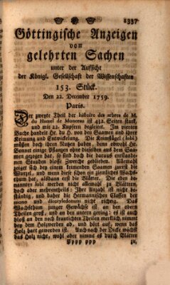 Göttingische Anzeigen von gelehrten Sachen (Göttingische Zeitungen von gelehrten Sachen) Samstag 22. Dezember 1759