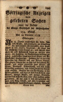 Göttingische Anzeigen von gelehrten Sachen (Göttingische Zeitungen von gelehrten Sachen) Montag 24. Dezember 1759