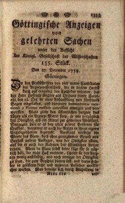 Göttingische Anzeigen von gelehrten Sachen (Göttingische Zeitungen von gelehrten Sachen) Donnerstag 27. Dezember 1759