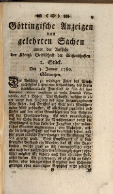 Göttingische Anzeigen von gelehrten Sachen (Göttingische Zeitungen von gelehrten Sachen) Samstag 5. Januar 1760