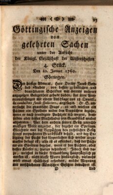 Göttingische Anzeigen von gelehrten Sachen (Göttingische Zeitungen von gelehrten Sachen) Donnerstag 10. Januar 1760