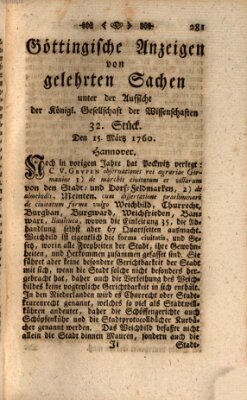 Göttingische Anzeigen von gelehrten Sachen (Göttingische Zeitungen von gelehrten Sachen) Samstag 15. März 1760