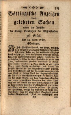 Göttingische Anzeigen von gelehrten Sachen (Göttingische Zeitungen von gelehrten Sachen) Montag 24. März 1760