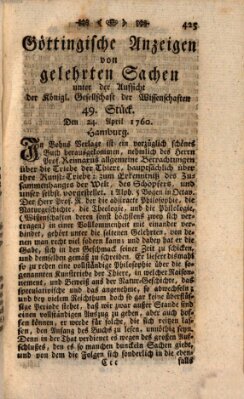 Göttingische Anzeigen von gelehrten Sachen (Göttingische Zeitungen von gelehrten Sachen) Donnerstag 24. April 1760