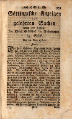 Göttingische Anzeigen von gelehrten Sachen (Göttingische Zeitungen von gelehrten Sachen) Montag 26. Mai 1760