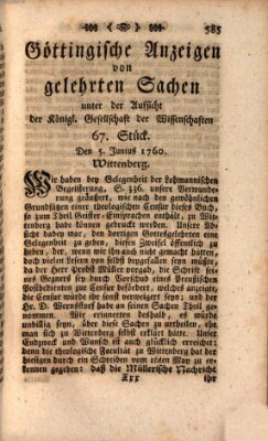 Göttingische Anzeigen von gelehrten Sachen (Göttingische Zeitungen von gelehrten Sachen) Donnerstag 5. Juni 1760