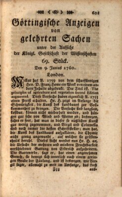 Göttingische Anzeigen von gelehrten Sachen (Göttingische Zeitungen von gelehrten Sachen) Montag 9. Juni 1760