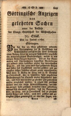 Göttingische Anzeigen von gelehrten Sachen (Göttingische Zeitungen von gelehrten Sachen) Donnerstag 12. Juni 1760