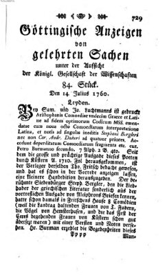 Göttingische Anzeigen von gelehrten Sachen (Göttingische Zeitungen von gelehrten Sachen) Montag 14. Juli 1760