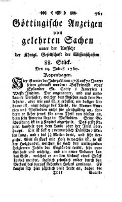 Göttingische Anzeigen von gelehrten Sachen (Göttingische Zeitungen von gelehrten Sachen) Donnerstag 24. Juli 1760