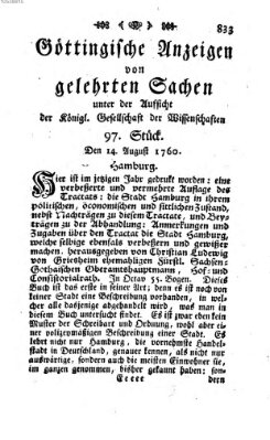 Göttingische Anzeigen von gelehrten Sachen (Göttingische Zeitungen von gelehrten Sachen) Donnerstag 14. August 1760