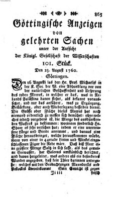 Göttingische Anzeigen von gelehrten Sachen (Göttingische Zeitungen von gelehrten Sachen) Samstag 23. August 1760