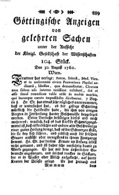 Göttingische Anzeigen von gelehrten Sachen (Göttingische Zeitungen von gelehrten Sachen) Samstag 30. August 1760