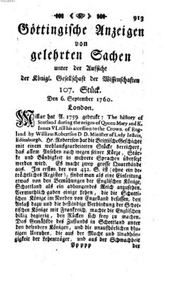 Göttingische Anzeigen von gelehrten Sachen (Göttingische Zeitungen von gelehrten Sachen) Samstag 6. September 1760