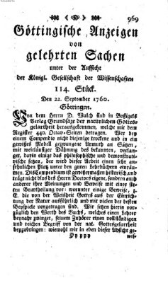 Göttingische Anzeigen von gelehrten Sachen (Göttingische Zeitungen von gelehrten Sachen) Montag 22. September 1760