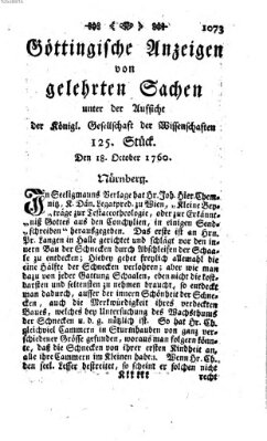 Göttingische Anzeigen von gelehrten Sachen (Göttingische Zeitungen von gelehrten Sachen) Samstag 18. Oktober 1760