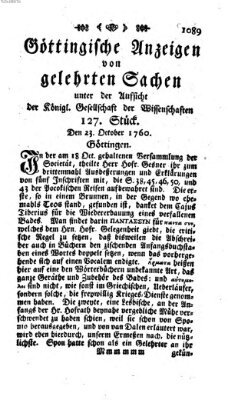 Göttingische Anzeigen von gelehrten Sachen (Göttingische Zeitungen von gelehrten Sachen) Donnerstag 23. Oktober 1760