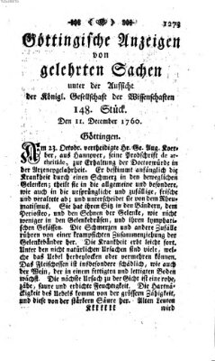 Göttingische Anzeigen von gelehrten Sachen (Göttingische Zeitungen von gelehrten Sachen) Donnerstag 11. Dezember 1760