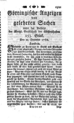 Göttingische Anzeigen von gelehrten Sachen (Göttingische Zeitungen von gelehrten Sachen) Montag 22. Dezember 1760