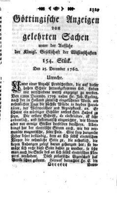 Göttingische Anzeigen von gelehrten Sachen (Göttingische Zeitungen von gelehrten Sachen) Donnerstag 25. Dezember 1760