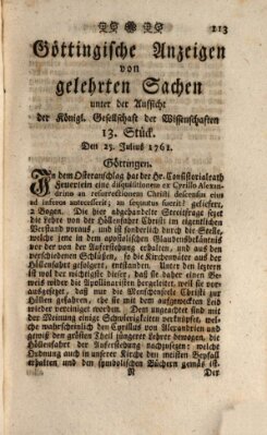 Göttingische Anzeigen von gelehrten Sachen (Göttingische Zeitungen von gelehrten Sachen) Samstag 25. Juli 1761