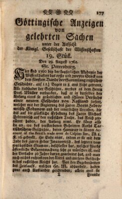 Göttingische Anzeigen von gelehrten Sachen (Göttingische Zeitungen von gelehrten Sachen) Samstag 29. August 1761