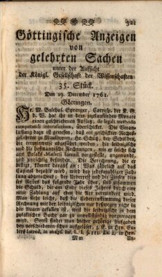 Göttingische Anzeigen von gelehrten Sachen (Göttingische Zeitungen von gelehrten Sachen) Samstag 19. Dezember 1761