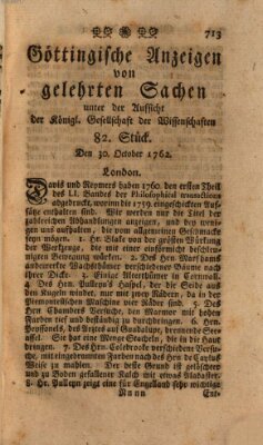 Göttingische Anzeigen von gelehrten Sachen (Göttingische Zeitungen von gelehrten Sachen) Samstag 30. Oktober 1762