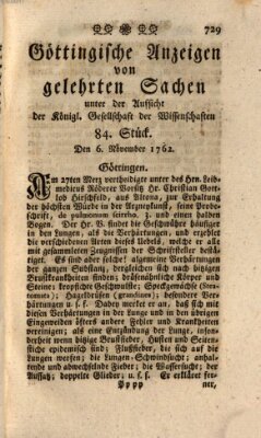 Göttingische Anzeigen von gelehrten Sachen (Göttingische Zeitungen von gelehrten Sachen) Samstag 6. November 1762