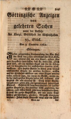 Göttingische Anzeigen von gelehrten Sachen (Göttingische Zeitungen von gelehrten Sachen) Donnerstag 9. Dezember 1762