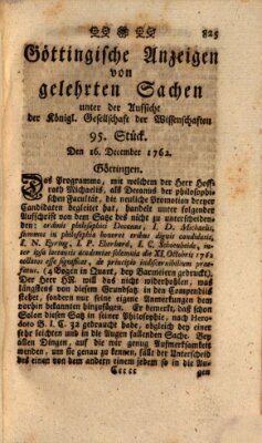 Göttingische Anzeigen von gelehrten Sachen (Göttingische Zeitungen von gelehrten Sachen) Donnerstag 16. Dezember 1762