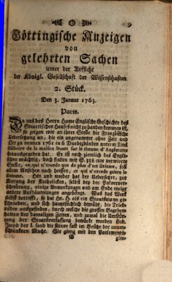 Göttingische Anzeigen von gelehrten Sachen (Göttingische Zeitungen von gelehrten Sachen) Montag 3. Januar 1763