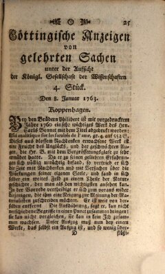 Göttingische Anzeigen von gelehrten Sachen (Göttingische Zeitungen von gelehrten Sachen) Samstag 8. Januar 1763