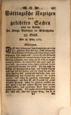 Göttingische Anzeigen von gelehrten Sachen (Göttingische Zeitungen von gelehrten Sachen) Montag 28. März 1763