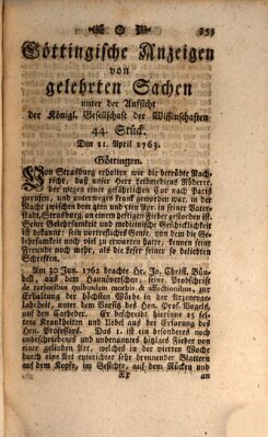 Göttingische Anzeigen von gelehrten Sachen (Göttingische Zeitungen von gelehrten Sachen) Montag 11. April 1763