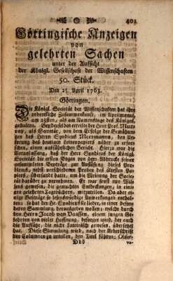 Göttingische Anzeigen von gelehrten Sachen (Göttingische Zeitungen von gelehrten Sachen) Montag 25. April 1763