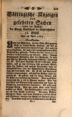 Göttingische Anzeigen von gelehrten Sachen (Göttingische Zeitungen von gelehrten Sachen) Donnerstag 28. April 1763