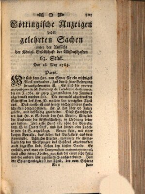 Göttingische Anzeigen von gelehrten Sachen (Göttingische Zeitungen von gelehrten Sachen) Thursday 26. May 1763