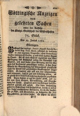 Göttingische Anzeigen von gelehrten Sachen (Göttingische Zeitungen von gelehrten Sachen) Donnerstag 23. Juni 1763