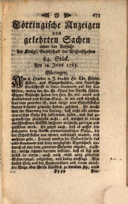 Göttingische Anzeigen von gelehrten Sachen (Göttingische Zeitungen von gelehrten Sachen) Donnerstag 14. Juli 1763