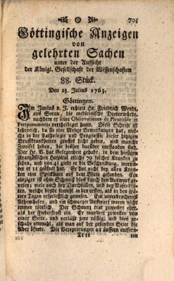 Göttingische Anzeigen von gelehrten Sachen (Göttingische Zeitungen von gelehrten Sachen) Samstag 23. Juli 1763