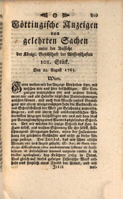 Göttingische Anzeigen von gelehrten Sachen (Göttingische Zeitungen von gelehrten Sachen) Montag 22. August 1763