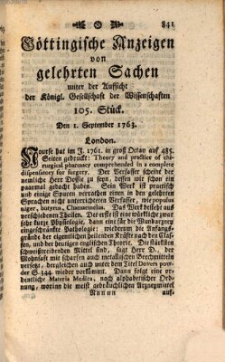 Göttingische Anzeigen von gelehrten Sachen (Göttingische Zeitungen von gelehrten Sachen) Donnerstag 1. September 1763