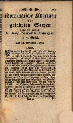 Göttingische Anzeigen von gelehrten Sachen (Göttingische Zeitungen von gelehrten Sachen) Samstag 24. September 1763