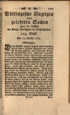 Göttingische Anzeigen von gelehrten Sachen (Göttingische Zeitungen von gelehrten Sachen) Samstag 15. Oktober 1763